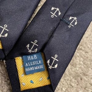 Haines Bonner Of London Navy Anchor Silk Necktie Handmade